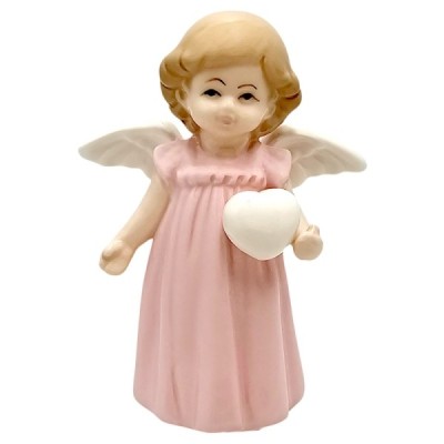 Figurka Aniołek porcelanowy 9,5cm - różowy 2525B