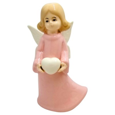 Figurka Aniołek porcelanowy 10cm - różowy 2522B