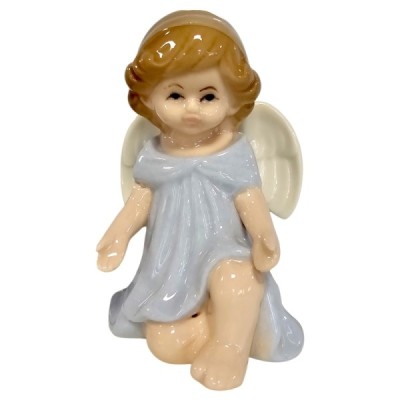 Figurka Aniołek porcelanowy 8cm - niebieski 2523C