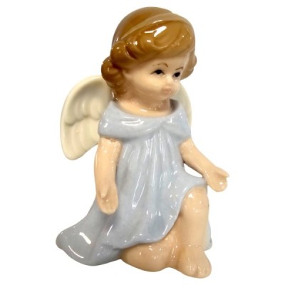 Figurka Aniołek porcelanowy 8cm - niebieski 2523C