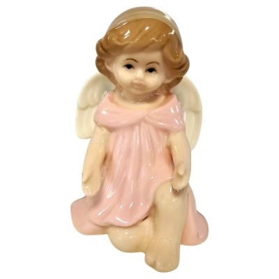 Figurka Aniołek porcelanowy 8cm - różowy 2523B