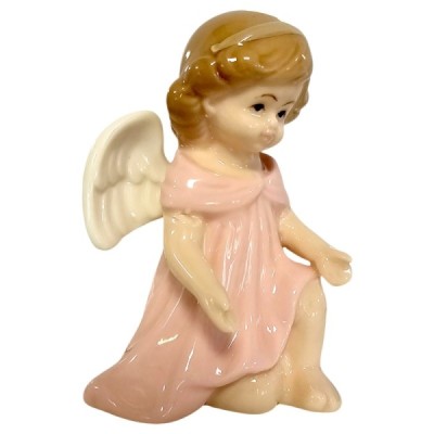 Figurka Aniołek porcelanowy 8cm - różowy 2523B