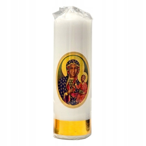 Świeca Matka Boża Częstochowska biała 16/5cm