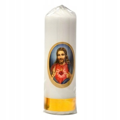 Świeca Serce Jezusa biała 16/5cm Świeca Serce Jezusa biała 16/5cm