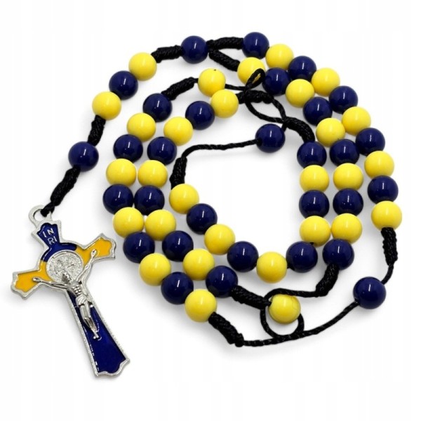 Różaniec plastikowy granat/żółty R2403