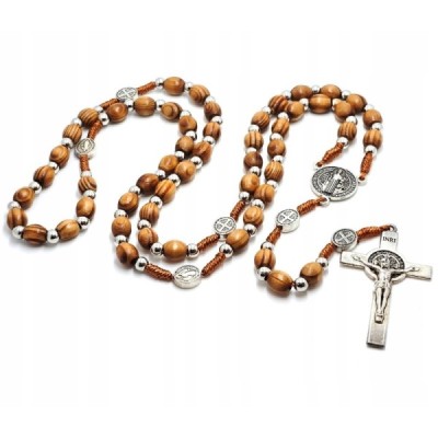 Różaniec drewniany na sznurku Benedykt A64