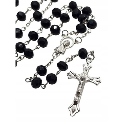 Różaniec kryształ czarny z krzyżykiem R81C