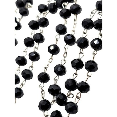 Różaniec kryształ czarny z krzyżykiem R81C