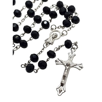 Różaniec kryształ czarny z krzyżykiem R81C