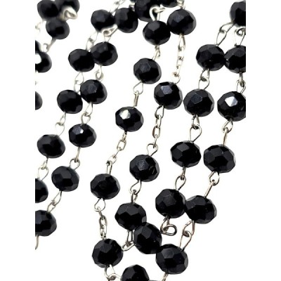 Różaniec kryształ czarny z krzyżykiem R81C