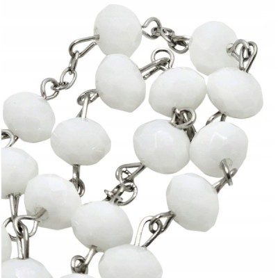 Różaniec kryształ biały z krzyżykiem R81B