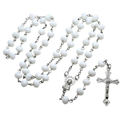Różaniec kryształ biały z krzyżykiem R81B