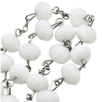 Różaniec kryształ biały z krzyżykiem R81B