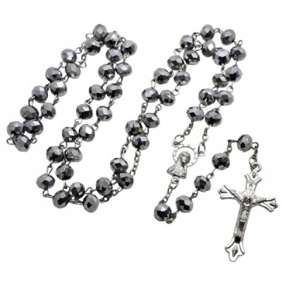 Różaniec kryształ srebrny z krzyżykiem R81S