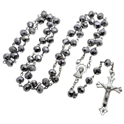 Różaniec kryształ srebrny z krzyżykiem R81S