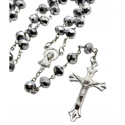 Różaniec kryształ srebrny z krzyżykiem R81S