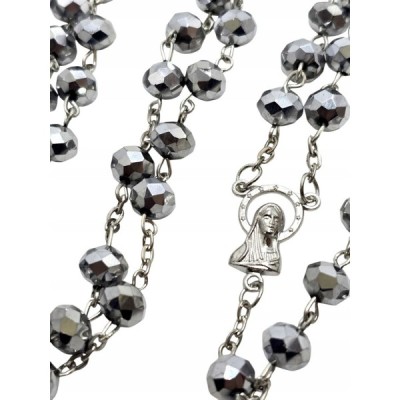 Różaniec kryształ srebrny z krzyżykiem R81S