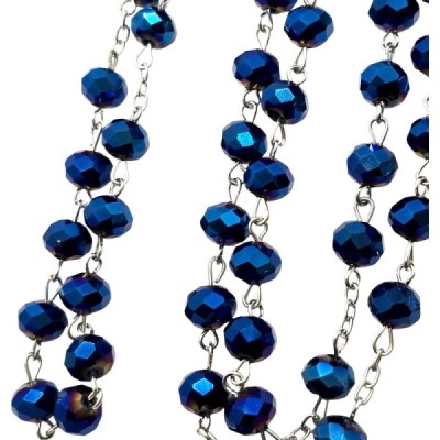 Różaniec kryształ granatowy z krzyżykiem R81G