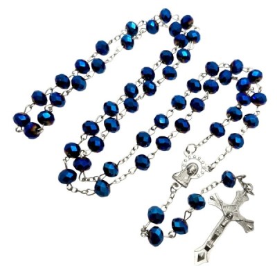 Różaniec kryształ granatowy z krzyżykiem R81G