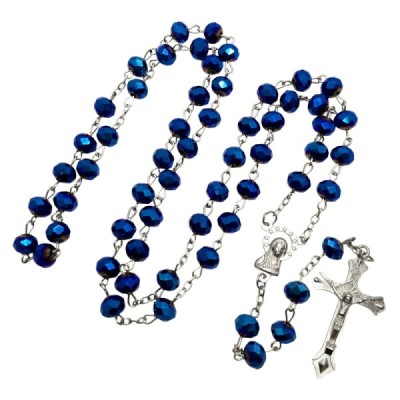 Różaniec kryształ granatowy z krzyżykiem R81G