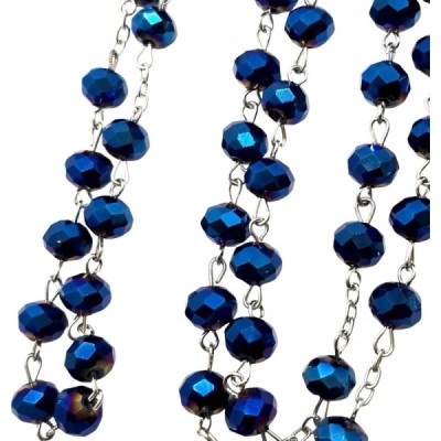 Różaniec kryształ granatowy z krzyżykiem R81G