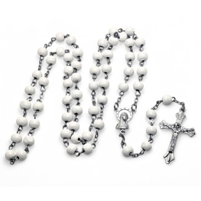 Różaniec biały + pudełko 049