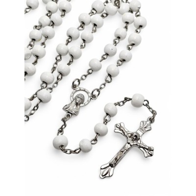 Różaniec biały + pudełko 049