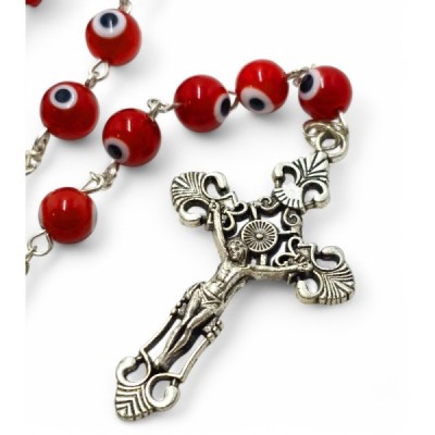 Różaniec zdobiony czerwony M174C