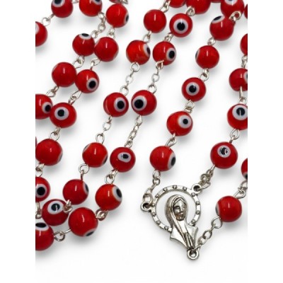 Różaniec zdobiony czerwony M174C