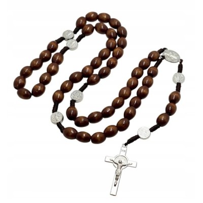 Różaniec drewno ciemny brąz -  Benedykt R1944CB
