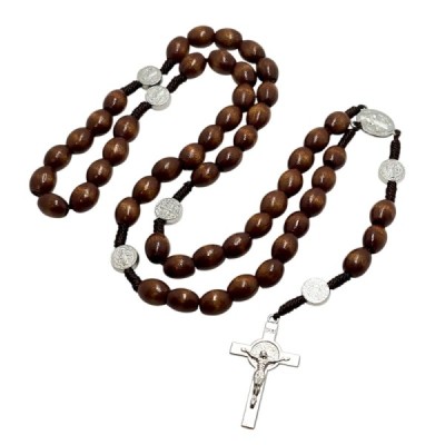 Różaniec drewno ciemny brąz -  Benedykt R1944CB