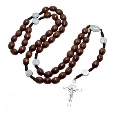 Różaniec drewno ciemny brąz -  Benedykt R1944CB