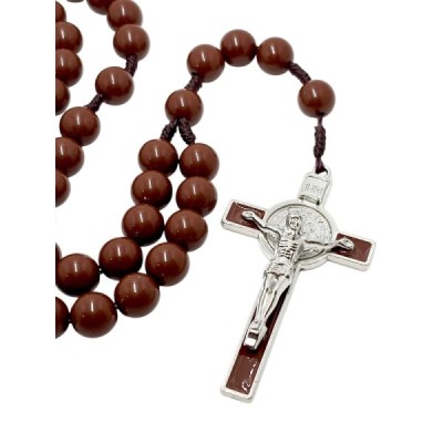 Różaniec plastik duży paciorek brąz 1945BR