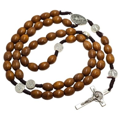 Różaniec drewno jasny brąz -  Benedykt R1944JB
