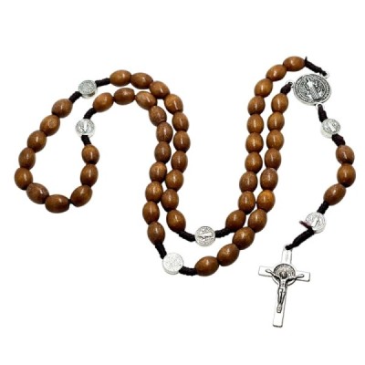 Różaniec drewno jasny brąz -  Benedykt R1944JB