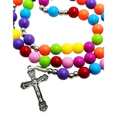 Różaniec dziecięcy kolorowy na sznurku R2404