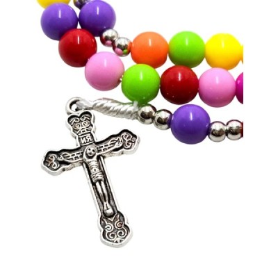 Różaniec dziecięcy kolorowy na sznurku R2404