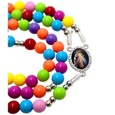 Różaniec dziecięcy kolorowy na sznurku R2404