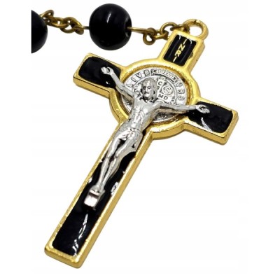 Różaniec szklany Benedykt czarny R169-1CZA