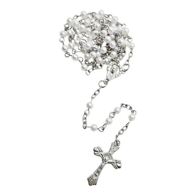 Zapinany Różaniec w pudełku biały R2412
