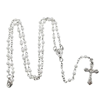 Zapinany Różaniec w pudełku biały R2412