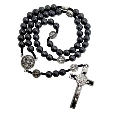 Różaniec Św. Benedykta z Hematytu M136