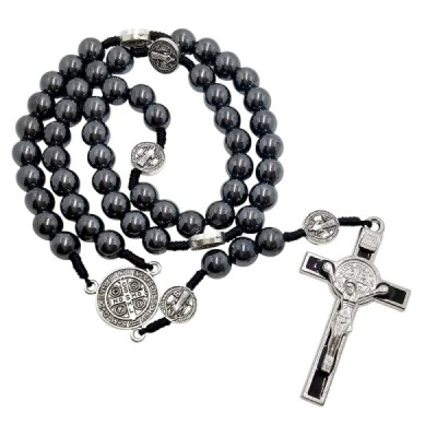 Różaniec Św. Benedykta z Hematytu M136