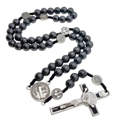 Różaniec Św. Benedykta z Hematytu M136