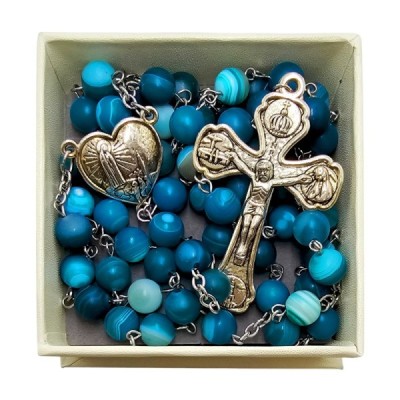 Różaniec kamień naturalny Agat niebieski  M126