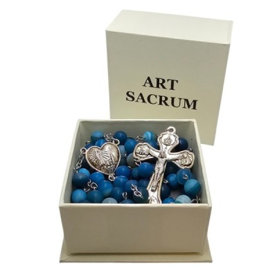 Różaniec kamień naturalny Agat niebieski  M126