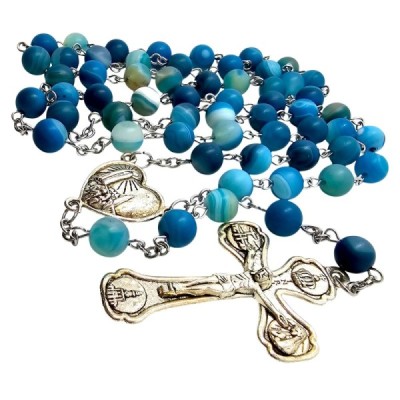 Różaniec kamień naturalny Agat niebieski  M126