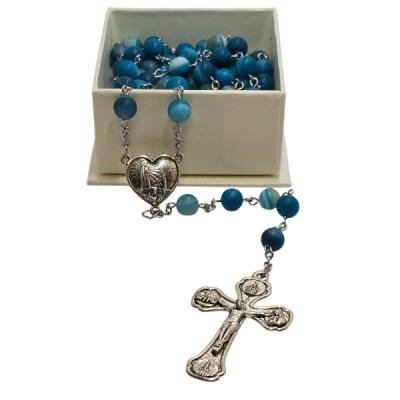 Różaniec kamień naturalny Agat niebieski  M126