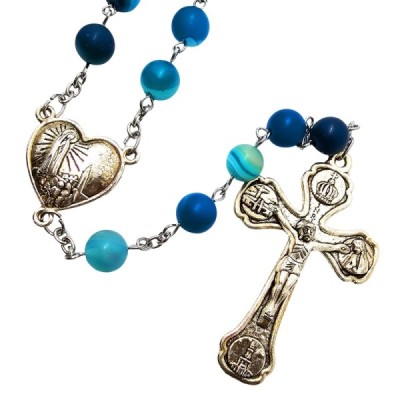 Różaniec kamień naturalny Agat niebieski  M126