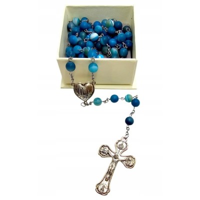 Różaniec kamień naturalny Agat niebieski  M126